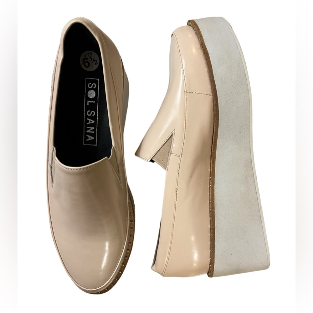 SOLSANA Tabbie Beige Patent platform Mary Jane size 6.5